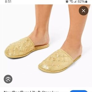 Lily Pulitzer golden pearl slippers